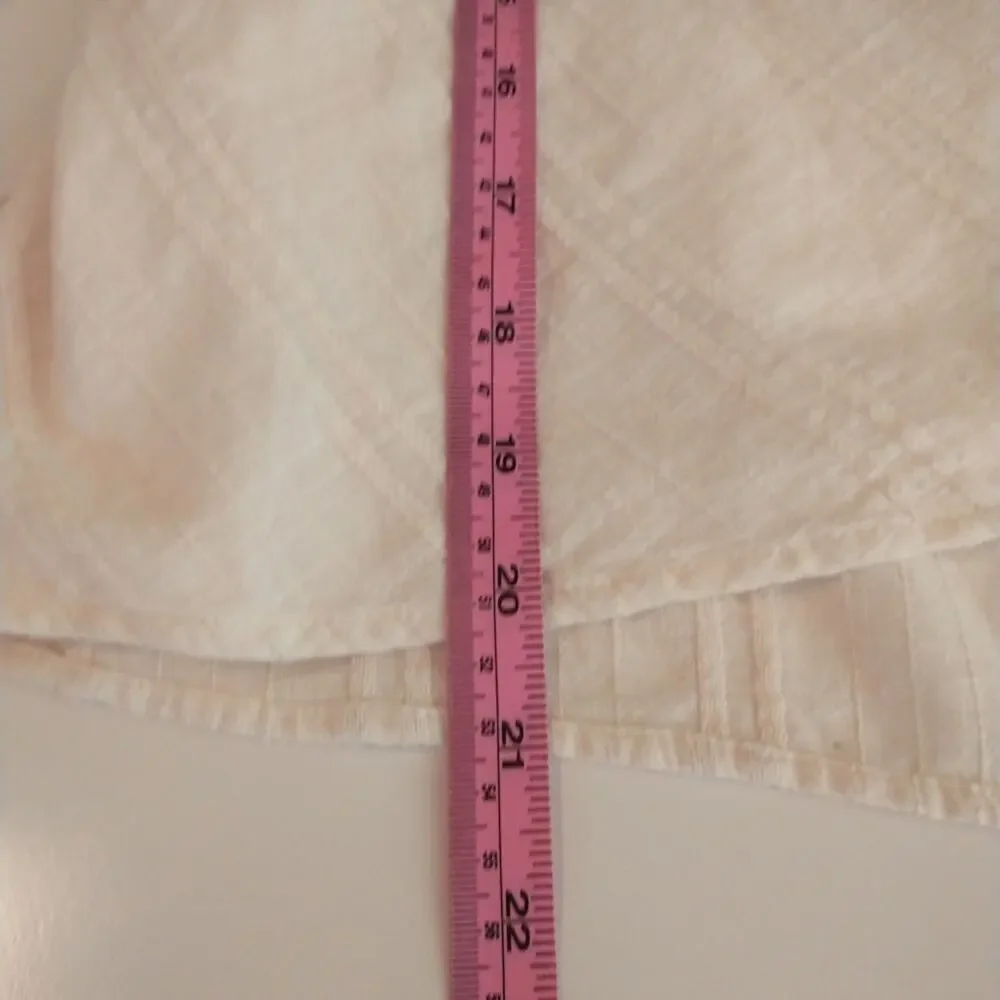 Zara Linen Blend Faux Wrap Top Women's Sz XS Cream 3/4 Puff Sleeve Tie At waist